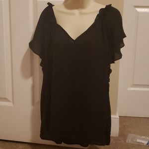 NWT Worthington Silk Flounce Sleeve Blouse